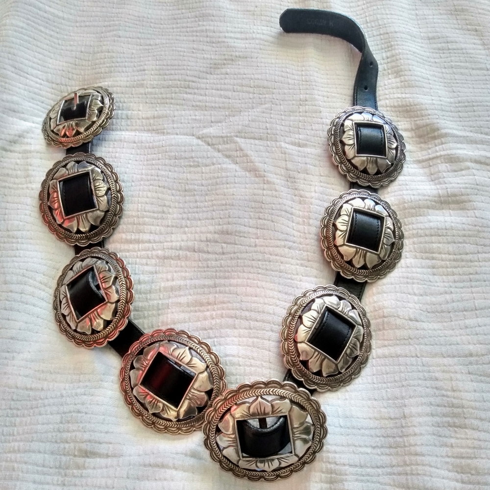 Brighton leather & sunflower medallion Concho Belt